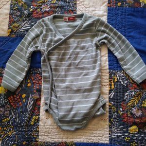 French striped long-sleeved kimono bodysuit